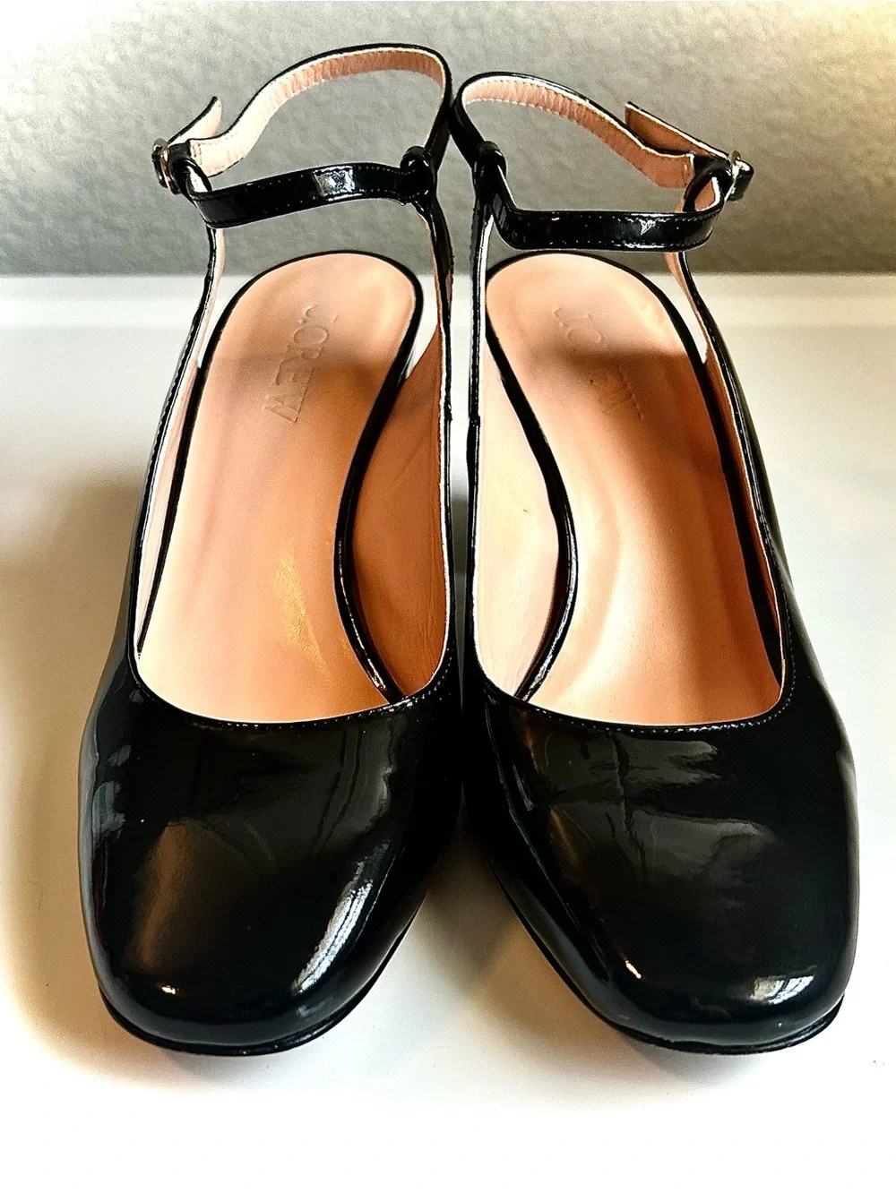 J. CREW Maisie Patent Leather Ankle-Strap Heels Black 9 MSRP $268